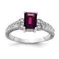 thumbnail image 1 of Primal Gold 14 Karat White Gold 7x5mm Emerald Cut Rhodolite Garnet and AA Diamond Ring, 1 of 3