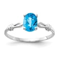 thumbnail image 1 of Primal Gold 14 Karat White Gold 7x5mm Oval Blue Topaz Checker Ring, 1 of 4