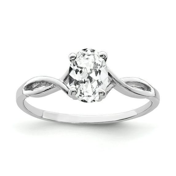 Primal Gold 14 Karat White Gold 7x5mm Oval Cubic Zirconia Ring