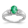 thumbnail image 1 of Primal Gold 14 Karat White Gold 7x5mm Oval Emerald and Diamond Ring, 1 of 3