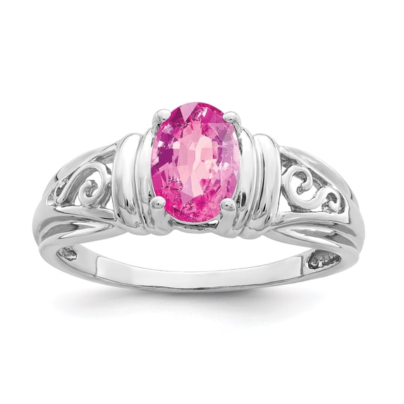 Primal Gold 14 Karat White Gold 7x5mm Oval Pink Sapphire Ring