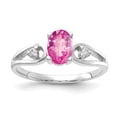 thumbnail image 1 of Primal Gold 14 Karat White Gold 7x5mm Oval Pink Sapphire and A Diamond Ring, 1 of 3