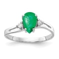 thumbnail image 1 of Primal Gold 14 Karat White Gold 7x5mm Pear Emerald and Diamond ring, 1 of 4