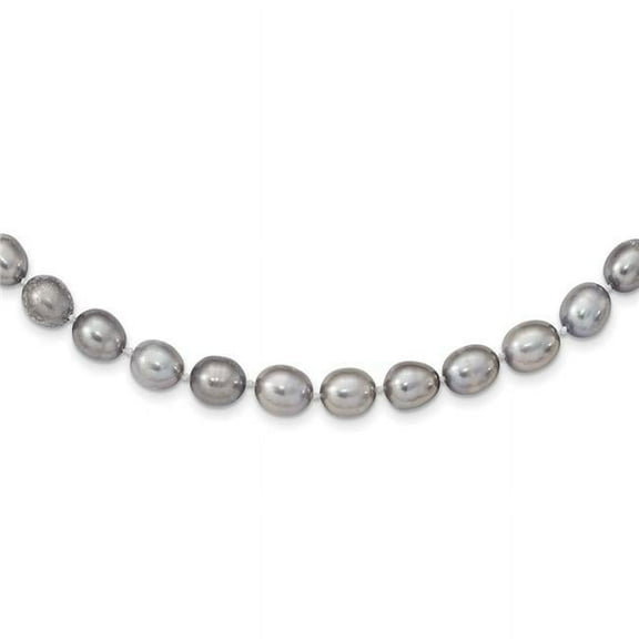 Primal Gold 14 Karat White Gold 8-9mm Grey Rice Freshwater Cultured Pearl Necklace