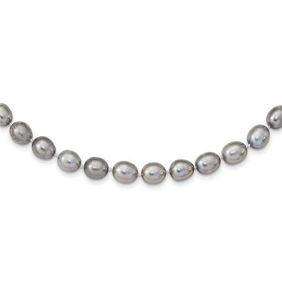 Primal Gold 14 Karat White Gold 8-9mm Grey Rice Freshwater Cultured Pearl Necklace