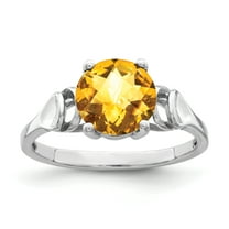 Primal Gold 14 Karat White Gold 8mm Citrine Checker Ring