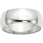 FINEST GOLD Primal Gold 14 Karat White Gold 8mm Lightweight Half Round Band Size 13