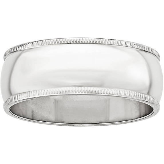 Primal Gold 14 Karat White Gold 8mm Milgrain Band Size 9