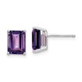 thumbnail image 1 of Primal Gold 14 Karat White Gold 8x6mm Emerald Cut Amethyst Earrings, 1 of 4