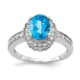 thumbnail image 1 of Primal Gold 14 Karat White Gold 8x6mm Oval Blue Topaz Checker and Diamond Ring, 1 of 4