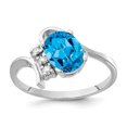 thumbnail image 1 of Primal Gold 14 Karat White Gold 8x6mm Oval Blue Topaz and Diamond Ring, 1 of 4