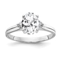thumbnail image 1 of Primal Gold 14 Karat White Gold 8x6mm Oval Cubic Zirconia and A Diamond Ring, 1 of 3