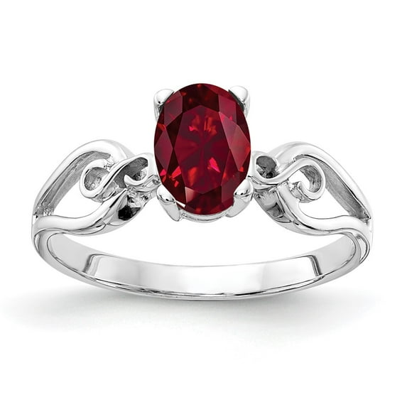 Primal Gold 14 Karat White Gold 8x6mm Oval Lab Created Ruby Ring