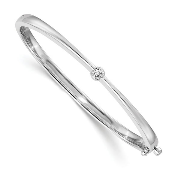 Primal Gold 14 Karat White Gold AA Diamond Hinged Bangle