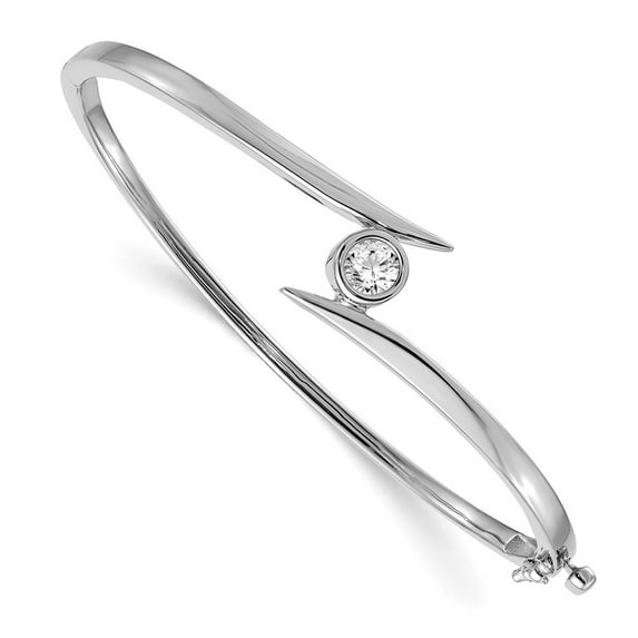 Primal Gold 14 Karat White Gold AAA Diamond Hinged Bangle