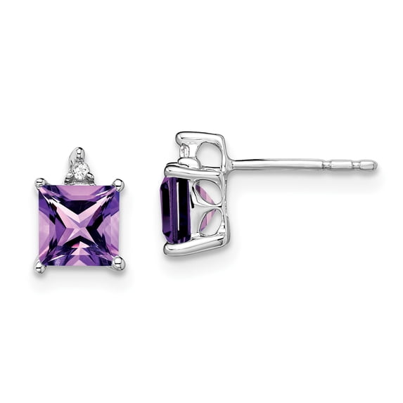 Primal Gold 14 Karat White Gold Amethyst and Diamond Earrings