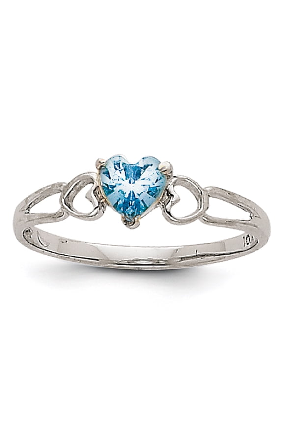 14 Karat White Gold Aquamarine Birthstone Ring