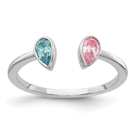 Primal Gold 14 Karat White Gold Blue Topaz and Pink Tourmaline Ring