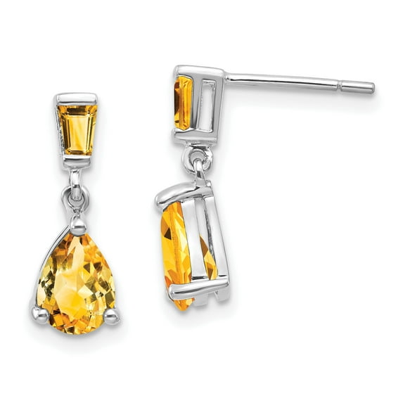 Primal Gold 14 Karat White Gold Citrine Dangle Post Earrings