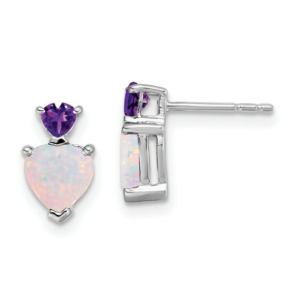 Primal Gold 14 Karat White Gold Created Opal and Amethyst Earrings