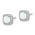 thumbnail image 1 of Primal Gold 14 Karat White Gold Created Opal and Diamond Earrings, 1 of 5