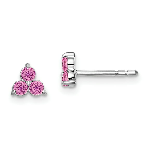 Primal Gold 14 Karat White Gold Created Pink Sapphire Earrings