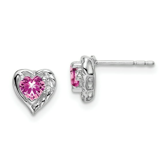 Primal Gold 14 Karat White Gold Created Pink Sapphire and Diamond Earrings