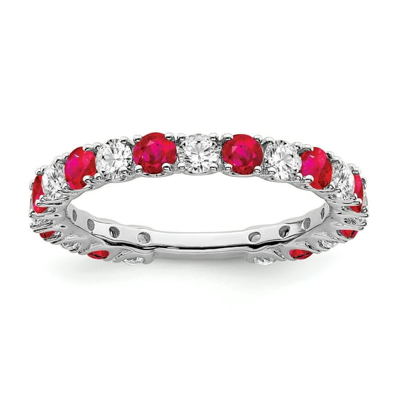Primal Gold 14 Karat White Gold Created Ruby and Diamond Ring