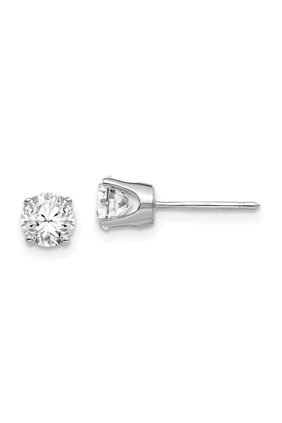 14 Karat White Gold Cubic Zirconia 5mm Stud Earrings