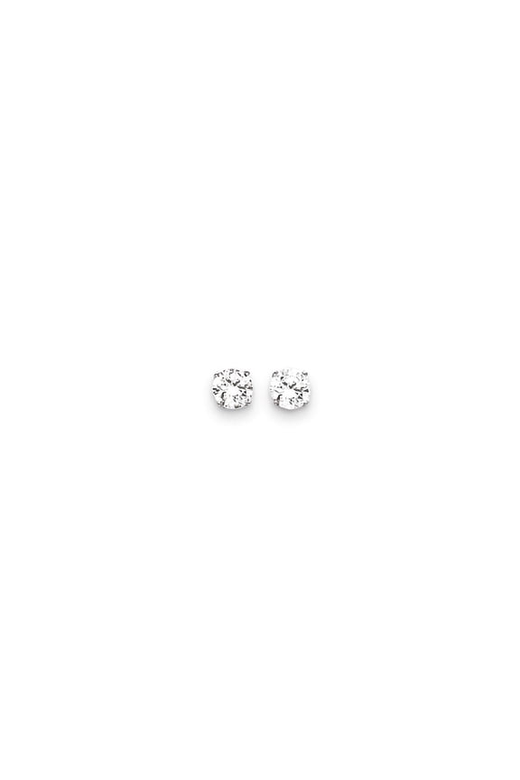 14 Karat White Gold Cubic Zirconia 6.5mm Stud Earrings