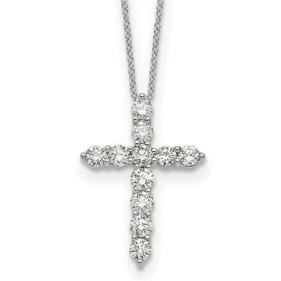 Primal Gold 14 Karat White Gold Diamond Cross 18-inch Necklace