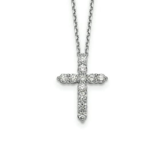 Primal Gold 14 Karat White Gold Diamond Cross 18-inch Necklace