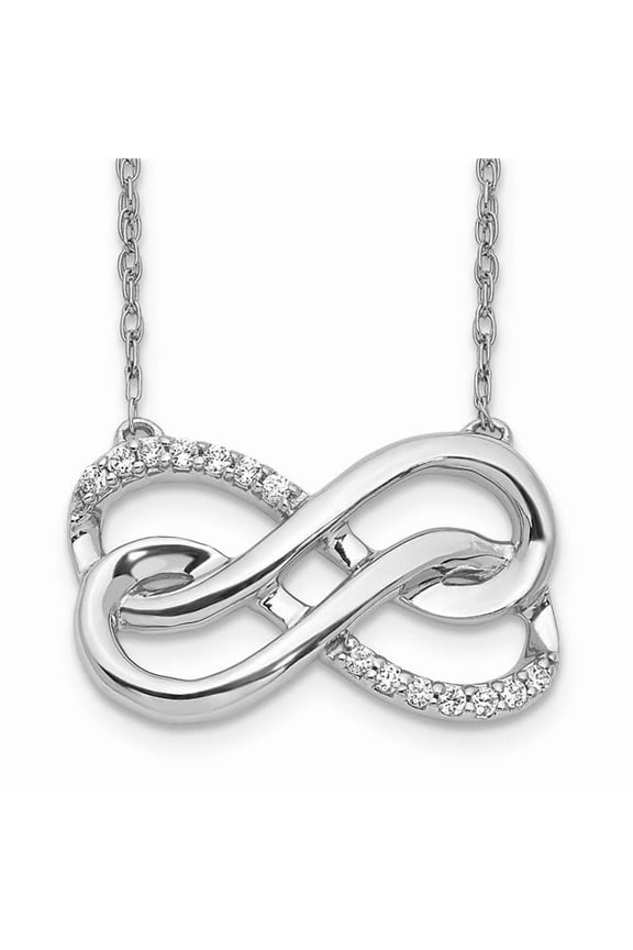 14 Karat White Gold Diamond Double Infinity Symbol 18-inch Necklace