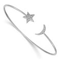 thumbnail image 1 of Primal Gold 14 Karat White Gold Diamond Moon and Star Flexible Cuff Bangle, 1 of 4