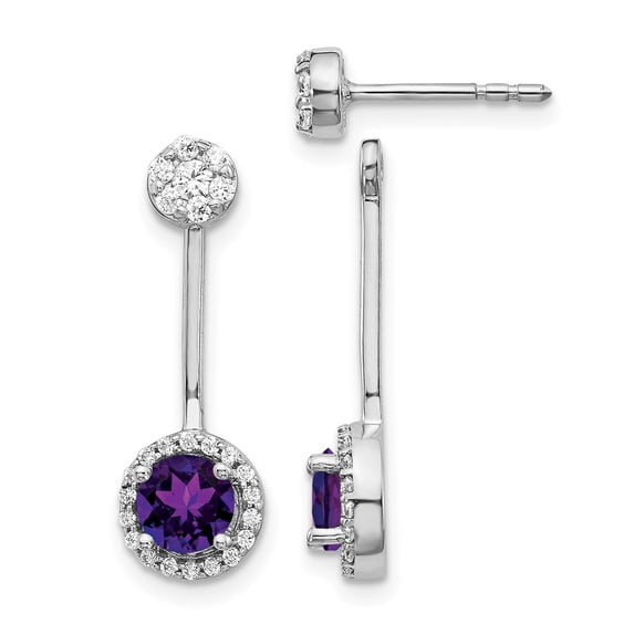 Primal Gold 14 Karat White Gold Diamond and Amethyst Earrings