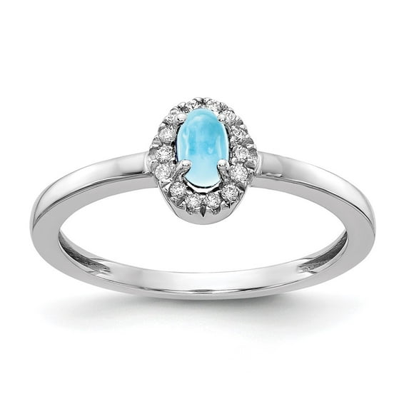 Primal Gold 14 Karat White Gold Diamond and Cabochon Blue Topaz Ring