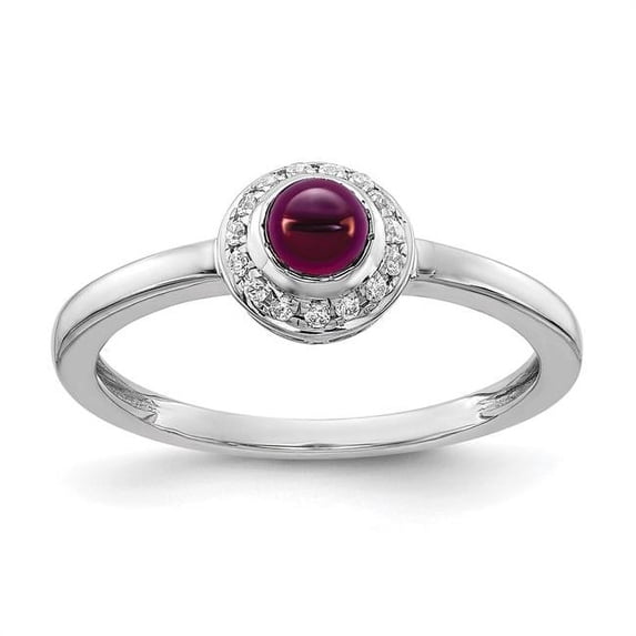 Primal Gold 14 Karat White Gold Diamond and Cabochon Rhodolite Garnet Ring