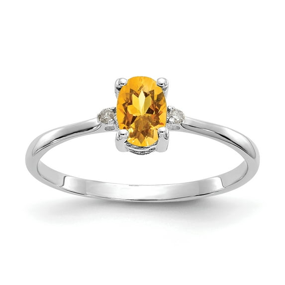 Primal Gold 14 Karat White Gold Diamond and Citrine Birthstone Ring