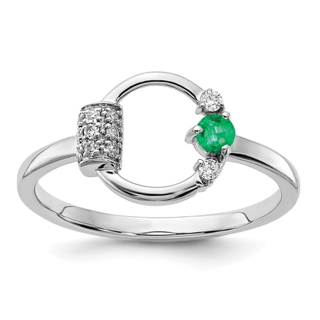 Primal Gold 14 Karat White Gold Diamond and Emerald Circle Ring