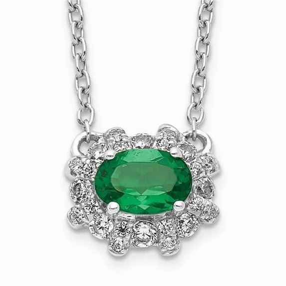 Primal Gold 14 Karat White Gold Diamond and Emerald Necklace