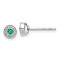 thumbnail image 1 of Primal Gold 14 Karat White Gold Diamond and Emerald Post Earrings, 1 of 4