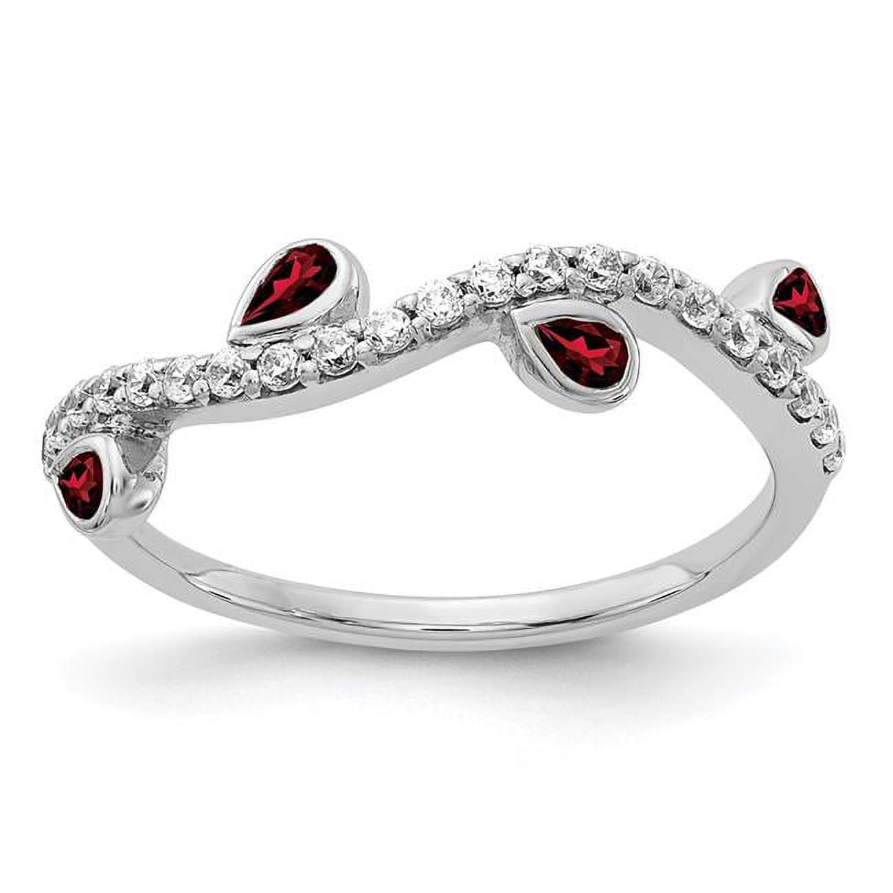 Primal Gold 14 Karat White Gold Diamond and Garnet Ring