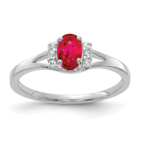 Primal Gold 14 Karat White Gold Diamond and Oval Ruby Ring