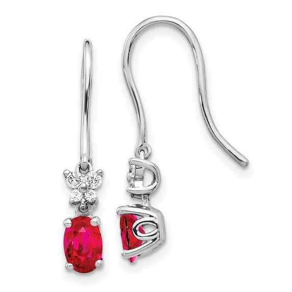 Primal Gold 14 Karat White Gold Diamond and Ruby Earrings