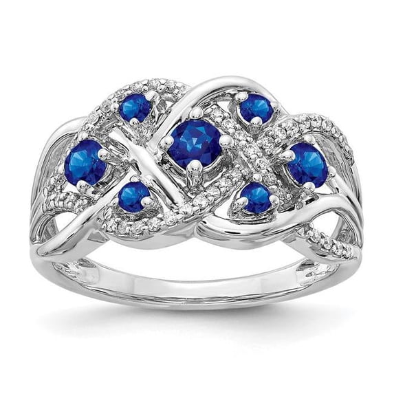 Primal Gold 14 Karat White Gold Diamond and Sapphire Fancy Ring