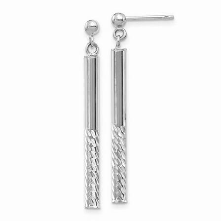 Primal Gold 14 Karat White Gold Diamond-cut Bar Dangle Post Earrings