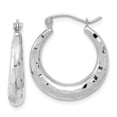 thumbnail image 1 of Primal Gold 14 Karat White Gold Diamond-cut Hoop Earrings, 1 of 4