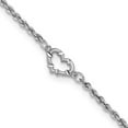 thumbnail image 1 of Primal Gold 14 Karat White Gold Diamond-cut Rope with Heart Anklet, 1 of 5