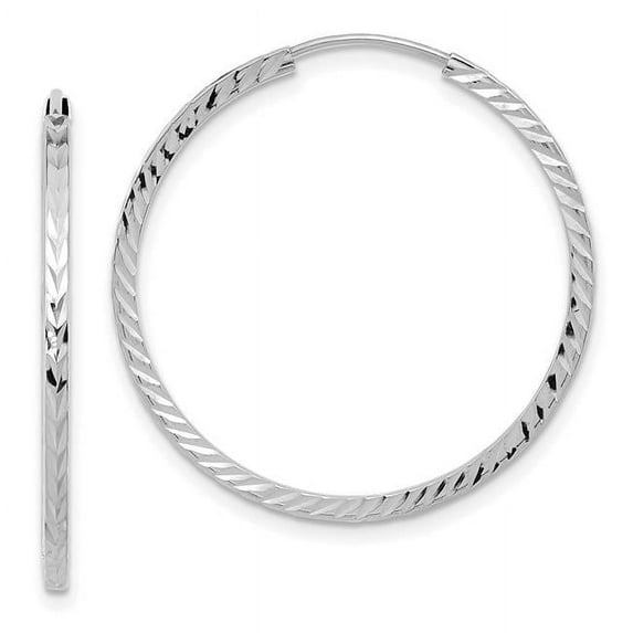Primal Gold 14 Karat White Gold Diamond-cut Square Tube Endless Hoop Earrings