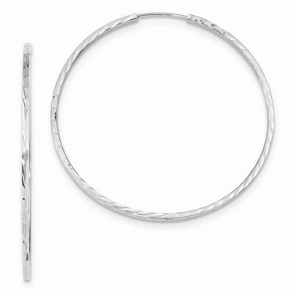 Primal Gold 14 Karat White Gold Diamond-cut Square Tube Endless Hoop Earrings